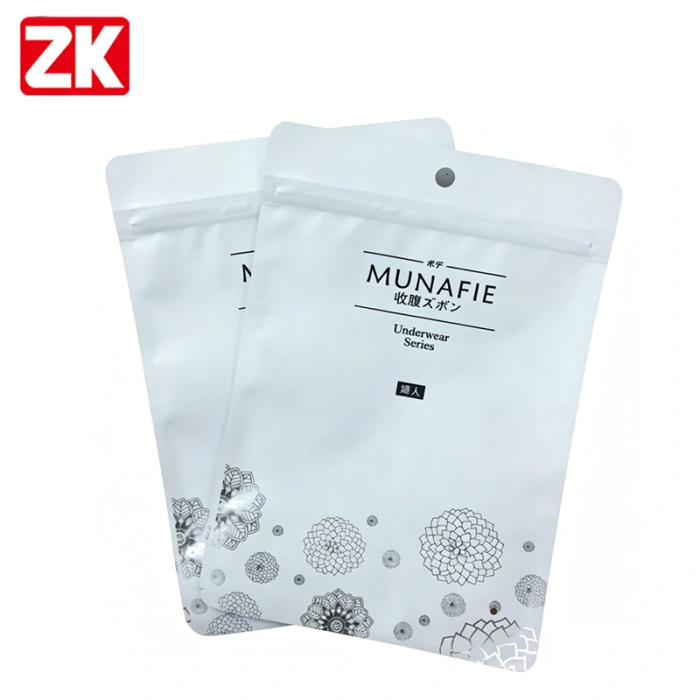 Custom Resealable Zipper Pouches With Hanging Hole Apparel Packaging Bags